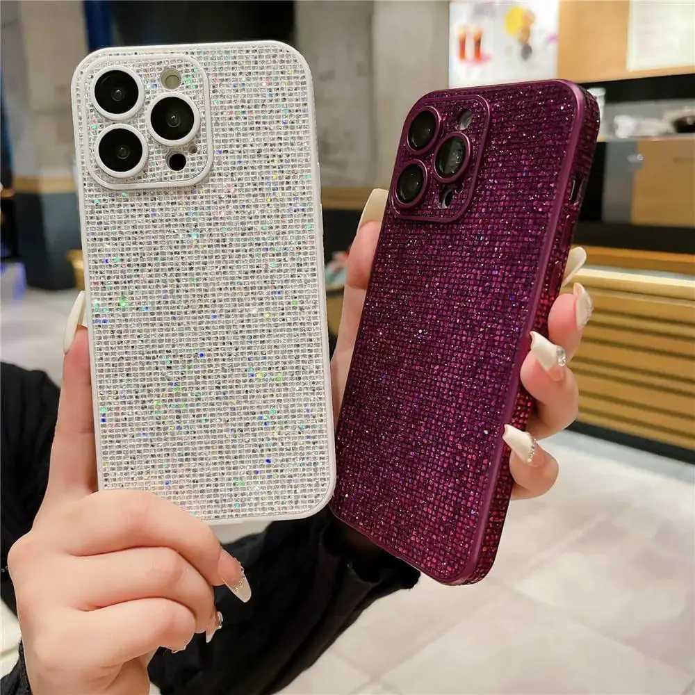 Luxury Hight End Black Bling Glitter Noble Case For iPhone 15 14 13 12 Pro Max 11 Lens Film Protection Soft TPU Shockproof Cover C251209