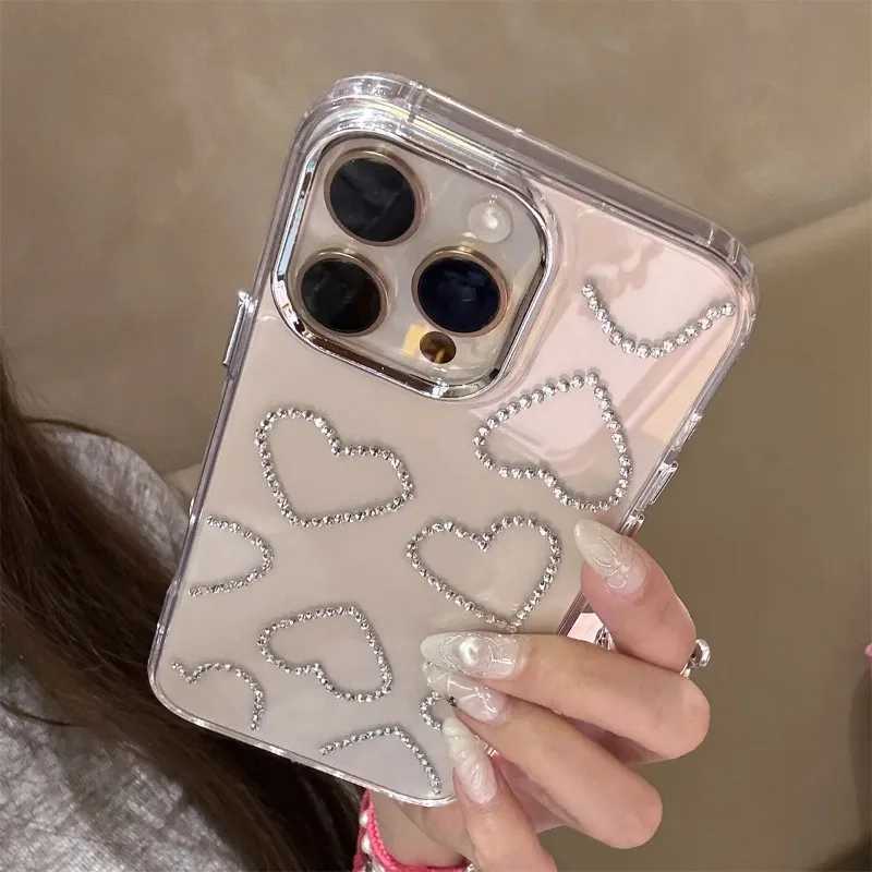 New Fashion 3D Bling Rhinestone Love Phone Case For iPhone 17 16 15 14 13 12 Pro Max 16 15 14 Plus Aesthetics Clear Shell C251209