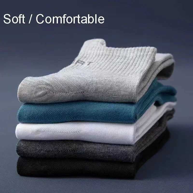 5Pairs New Spring Summer Socks Cotton High Quality Men Sports Breathable Casual Spring and Autumn Mid-Tub Socks Meias Size38-45T251209