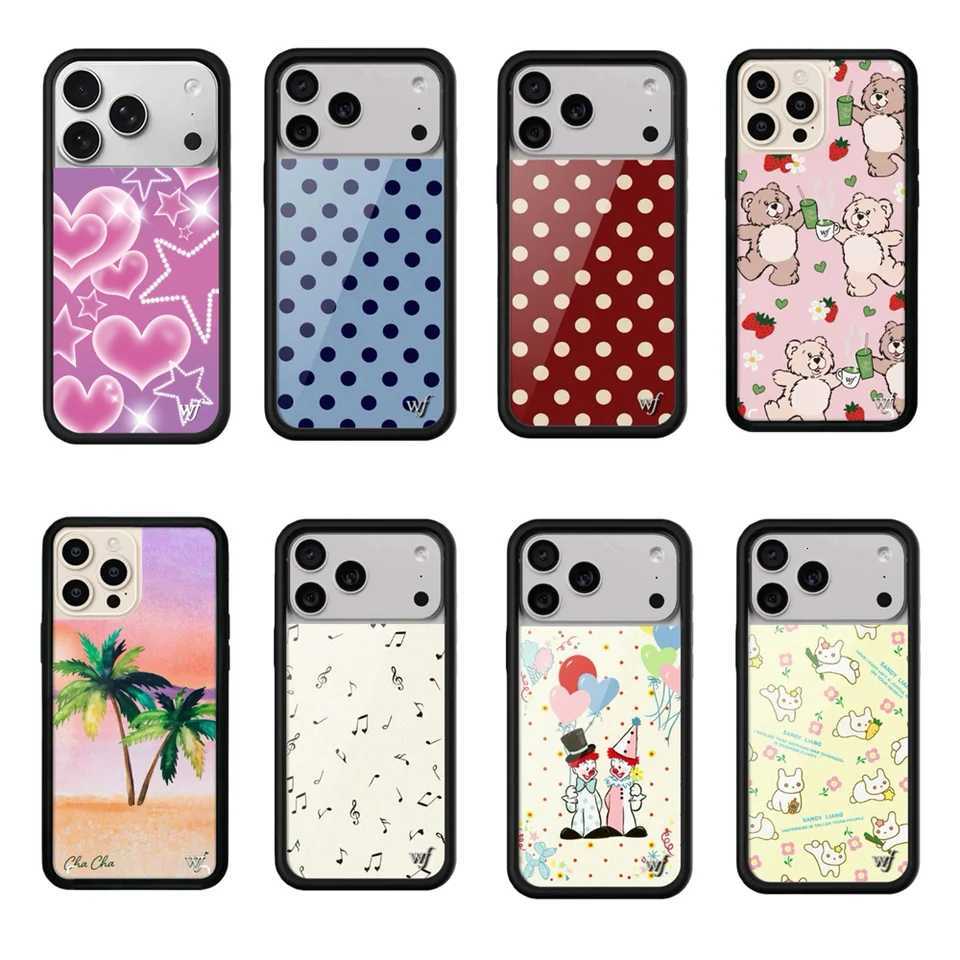 New Wildflower Strawberry polka dots Phone Case for 17 16 Pro Max 12 13 14 15 Plus 17 Pro Fundas Cute Bear 3D WF Protective Cove M251209