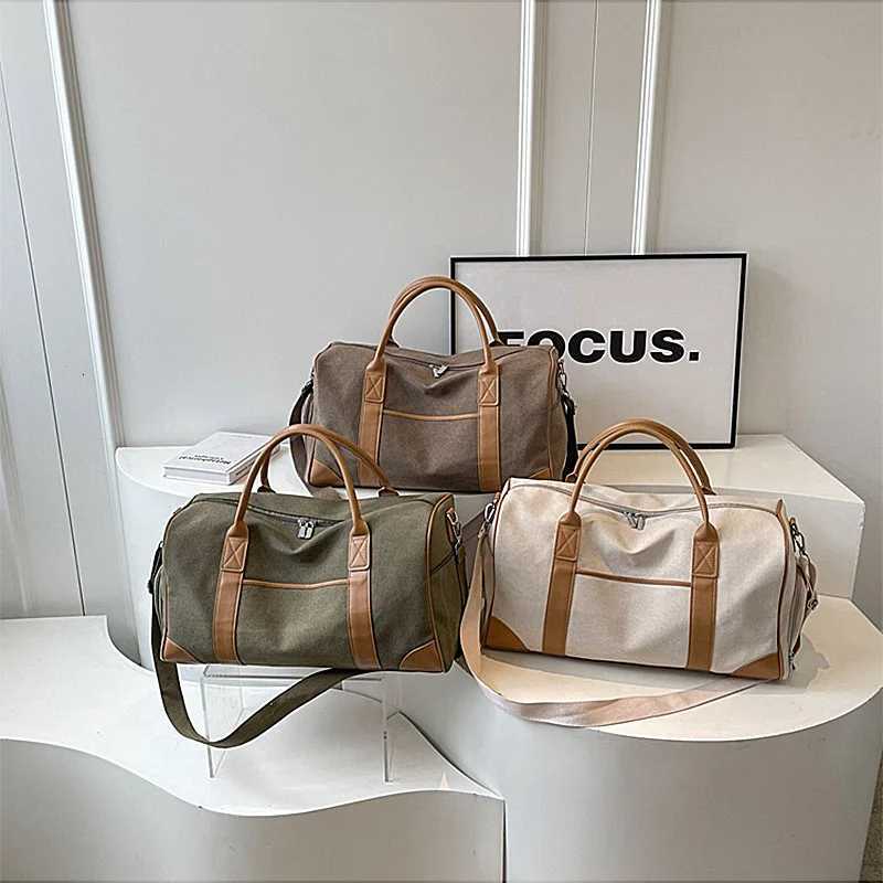 Casual Large Capacity Travel Lage Bag Wan Man Fi Mtifuncti Weekend Bag Canvas Portable Cosmetic Duffle Bag Gym Bag Y251209