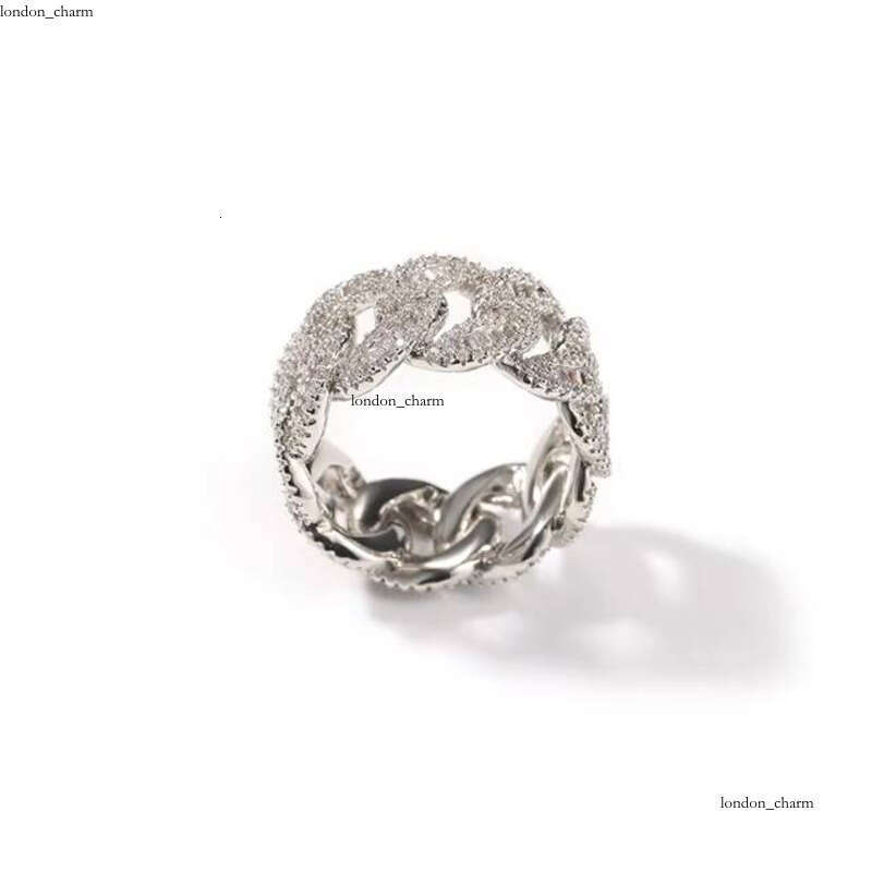 VVS Moissanite Hip-Hop Fashion Chain Men's 12mm Wide 925 Silver Iced Miami Jewelry Cuban Ring Rapper Show