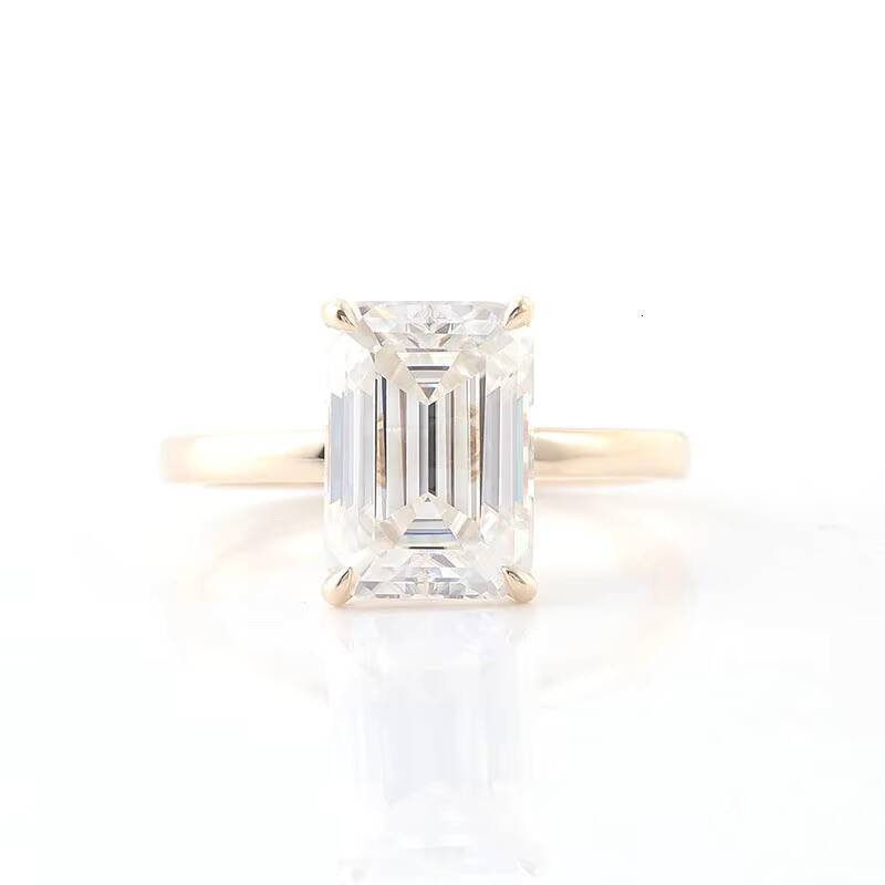 Wholesale Jewelry 3ct Emerald Cut 14k Yellow Gold Jewelry for Women Wedding Bands Lab Diamond Rings Lab Grown Diamond Gold Ring
