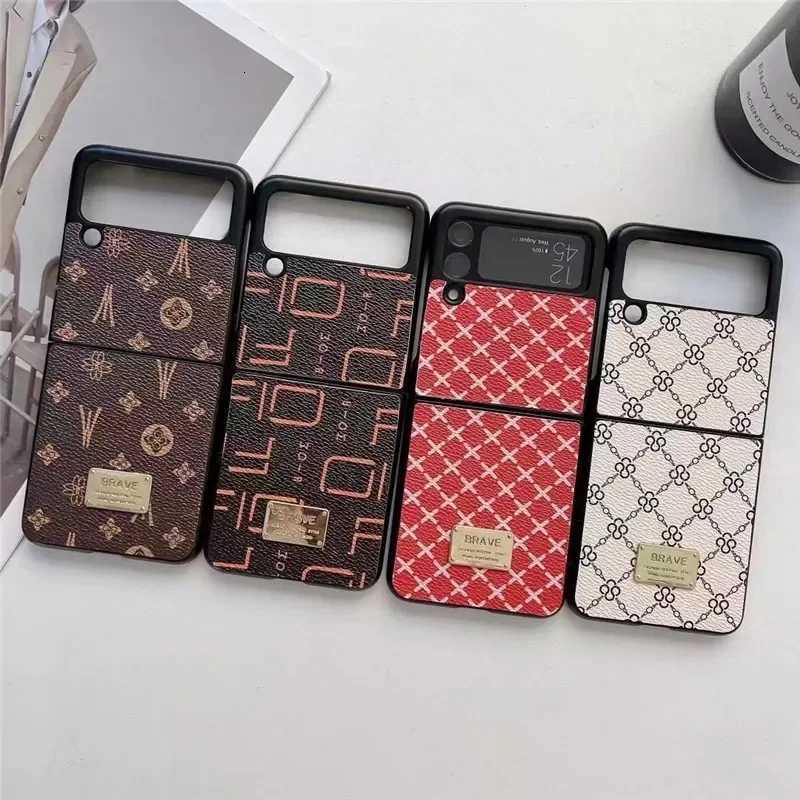 Luxury Simple Stylish Geetric Patterns Leather Hard Phone Case For Galaxy Z Flip 6 5 4 3 2 1 Cases ZFlip6 ZFlip5 C251209