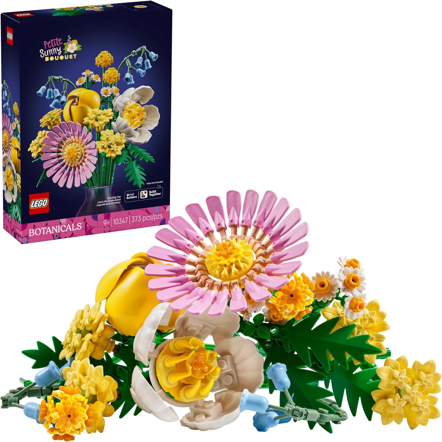 LEGO Botanicals Petite Sunny Bouquet Flower Set - DIY Floral Arrangement - Home Decor - Building Toy for Kids 9+ - Faux Bluebells, Tulip 10347