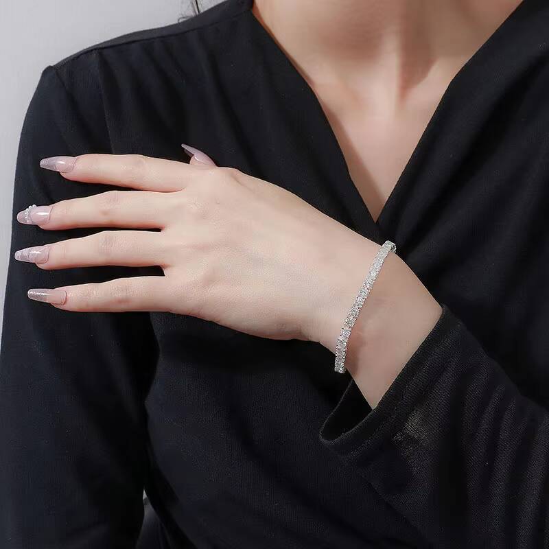 Hot Selling 3mm 4mm 5mm Vvs GRA Certified Moissanite Diamond 925 Sterling Silver Tennis Bracelet Unisex Jewelry