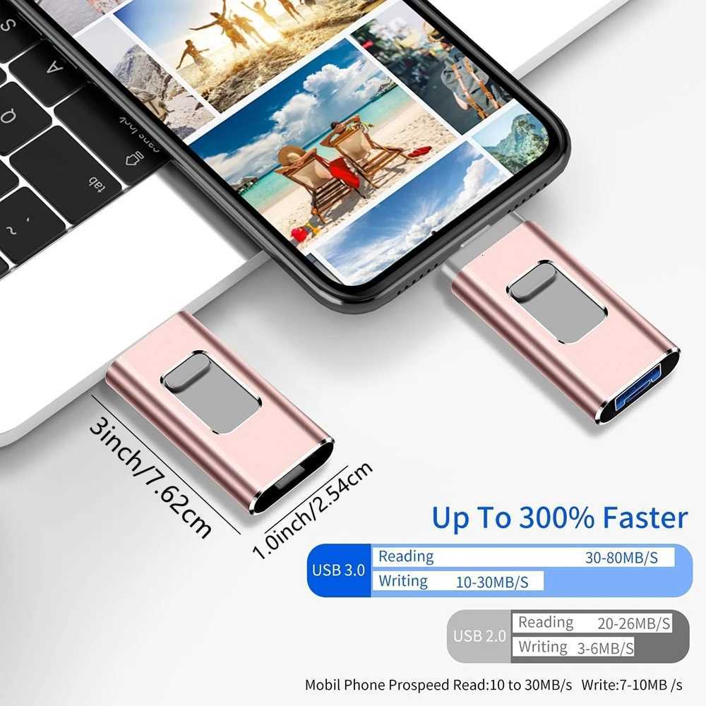for iPhone USB Flash Drive 2TB 1TB USB 30 Pendrive 3in1 Mirco USB 30 512G 256GB 128/64/32gb Memory Stick USB Key MFi Pen drive C2512092