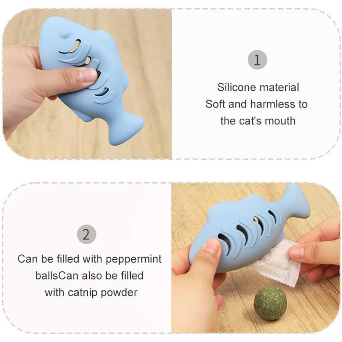 Interactive Cat Toy for Indoor Cats Food Dispenser Feeder Blue Treat Catnip Stuffer Fun Engaging Pet Play M251209