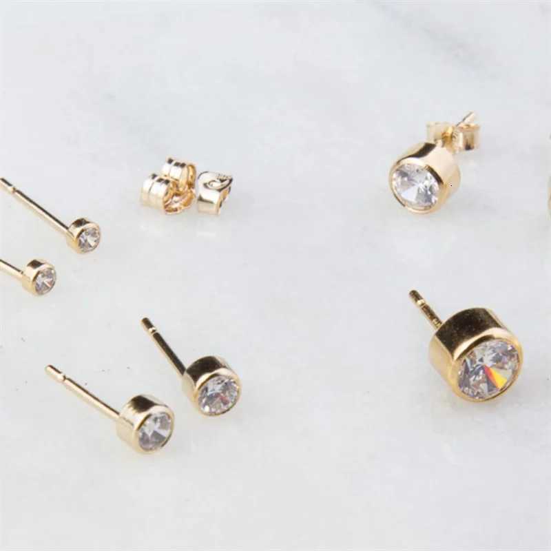 luxury 14K Gold Filled Cubic Zirconia Stud Tarnish Resistant Dainty Women Earrings Simple Waterproof Jewelry K251209 H260129