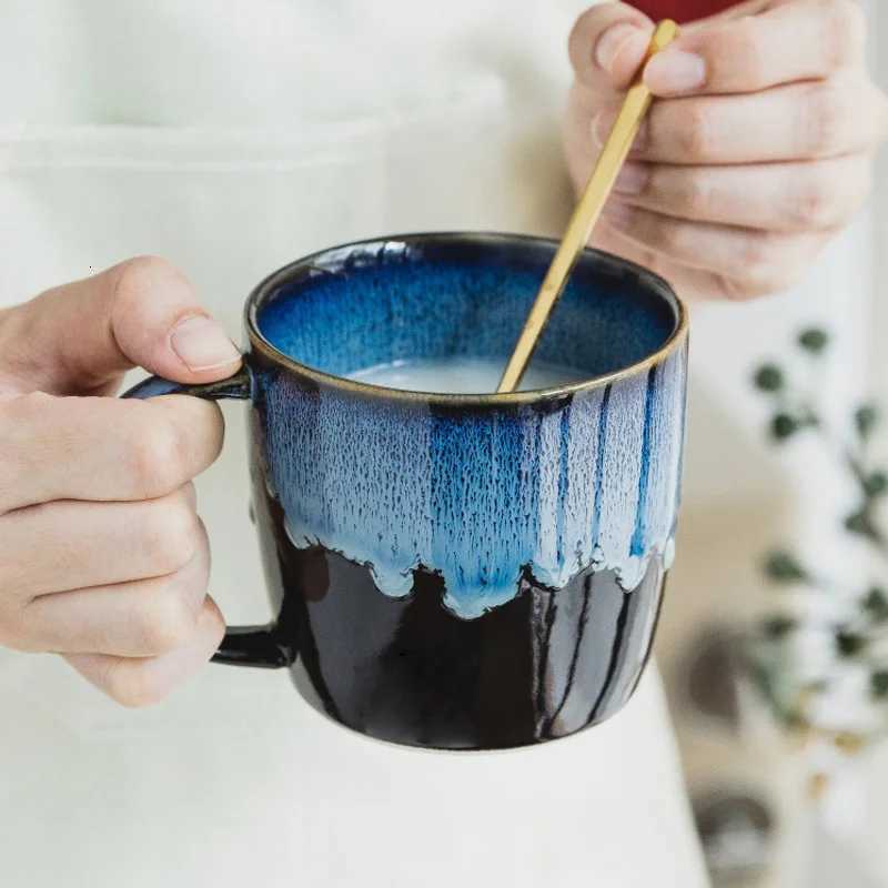 Creativity Vintage Ceramic Coffee gs 300ml Sesame Gla Cups with Handle He Drinkware Cup Kawaii g Cute Cup H251209