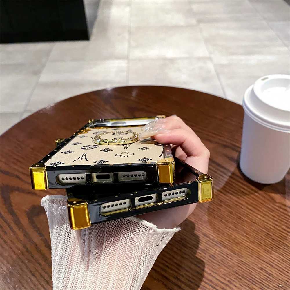 luxury PU Leather Ring Stand Flower Phone Case For iPhone 17 17Air 16 16E 15 Pro Max 13 14 Plus 12 Mini Protective Cover Shell C251209