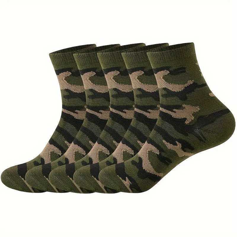 10 Pairs Mens Camouflage Compression Crew Socks 3/5 Pack - Breathable Anti-Odor Comfortable Polyester Blend for Daily WearT251209