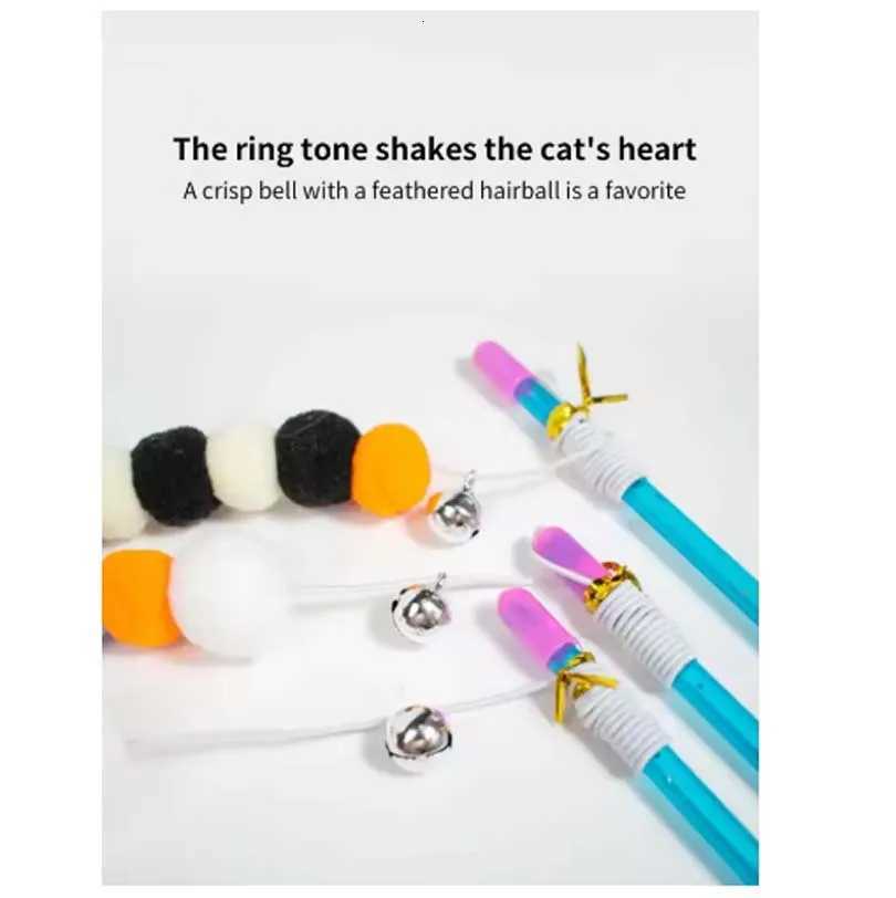 Funny Kitten Cat Teaser Interactive Toy Rod with Bell and Feather Toys for Cats Teaser Interactive Toy Rod Pet Cats Toys Stick M251209