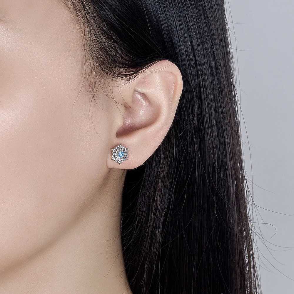 925 Sterling Silver Blue Zircon Snowflake Earrings For Womens Charm Jewelry Christmas Gift K251209 H260202