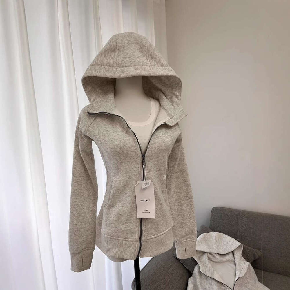 Designer Slim Fit Sweatshirt For Women, Casual Lazy Hooded Yoga Jacket, Spring Fleece-Lined Warm Top, Scuba