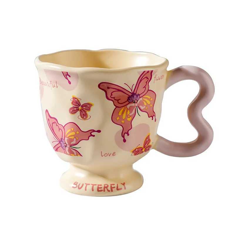 Creative Cartoon g Ceramic High Beauty Girl Breakfast Cup with Hand Gift Couple Coffee Cup Heat-resistant H251209