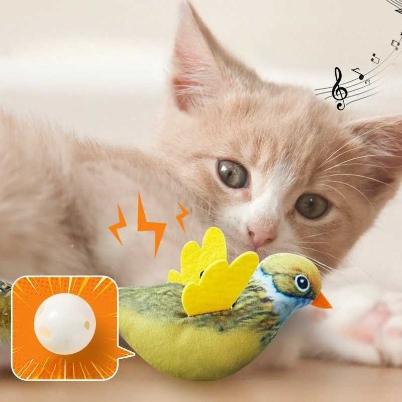 Indoor Interactive Birds Toy Hanging Birds Kitten Chasing Teasing Toy Sounding Catnip Cat Teaser Toy Supplies M251209