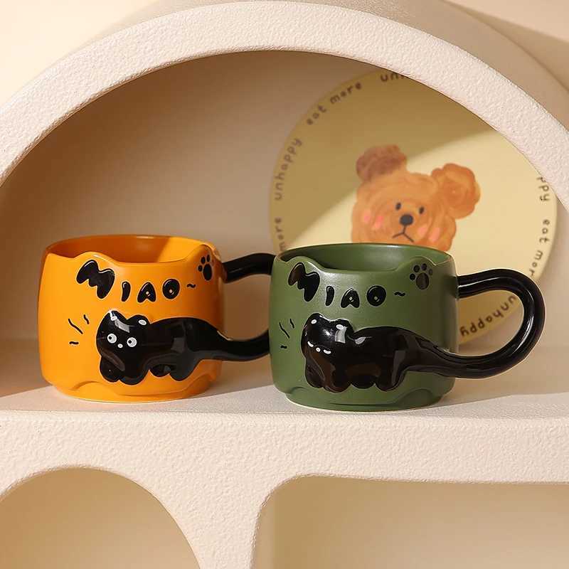 Cute Cat Stacked Cups Creative gs Coffee Milk Latte g Ceramic Cups He Decoration Accessories Drinking Utensils H251209