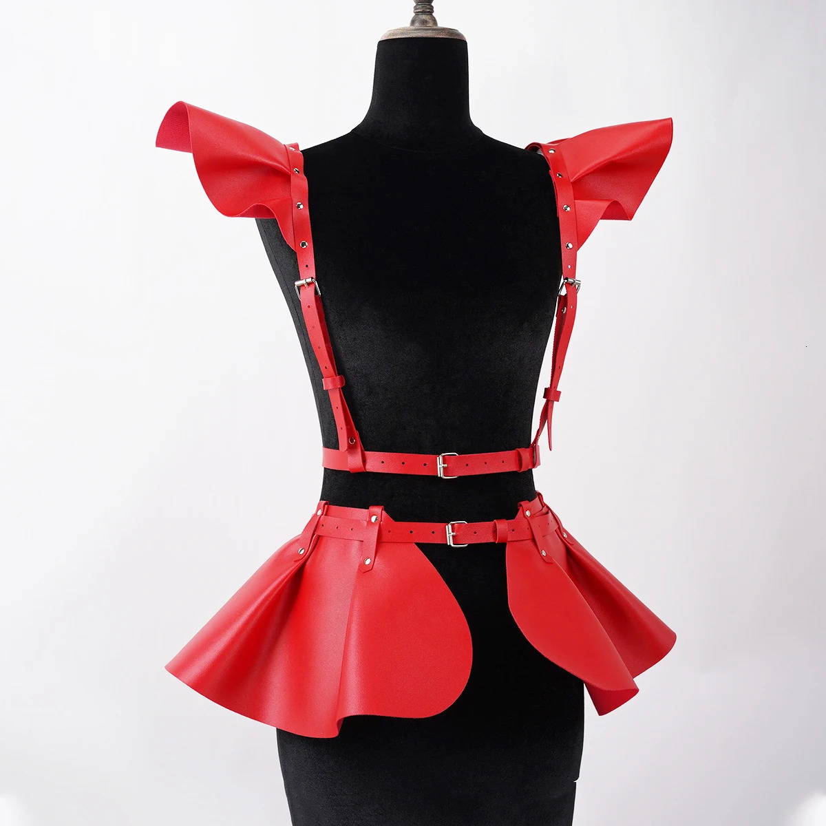Leather Skirt Womens Belts Fashion Harness Belt Skirt With Ruffle Hem Gothic Style Waist Shoulder Belt Clothing Accessory 251111 - view 5
