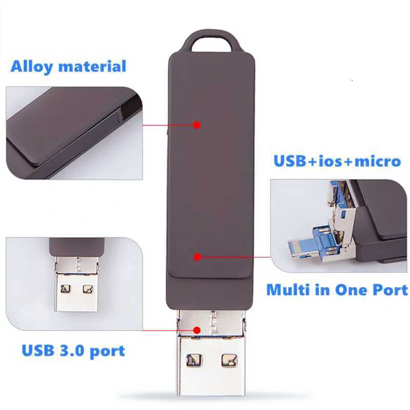 TYPE C USB Flash Drive OTG 4 IN 1 USB Stick 30 128GB Pen Drive 64GB 256GB 512GB Pendrive for phone 15 14 13 12 11 xMemory Disk C251209