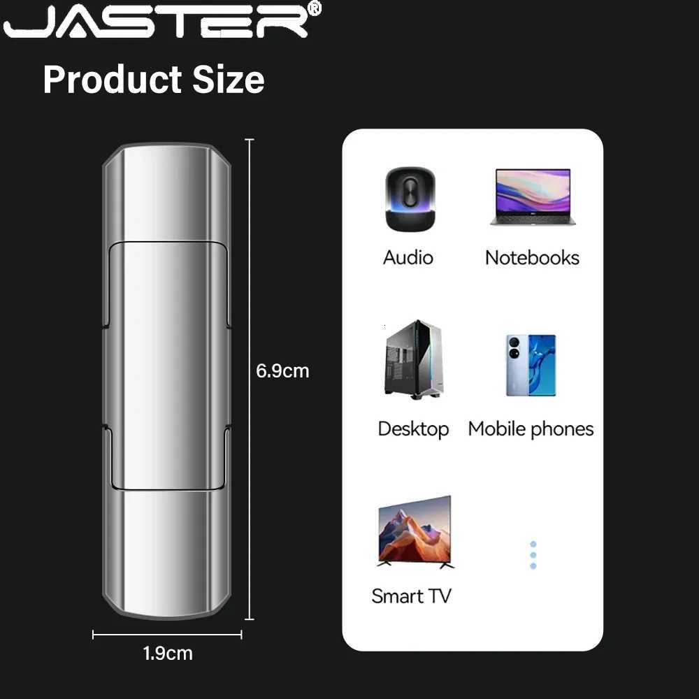 JASTER TYPE-C Fashion Metal Pen drive 64GB 32GB Waterproof USB Flash Drives 16GB 8GB 4GB Memory stick Business gift U disk C251209