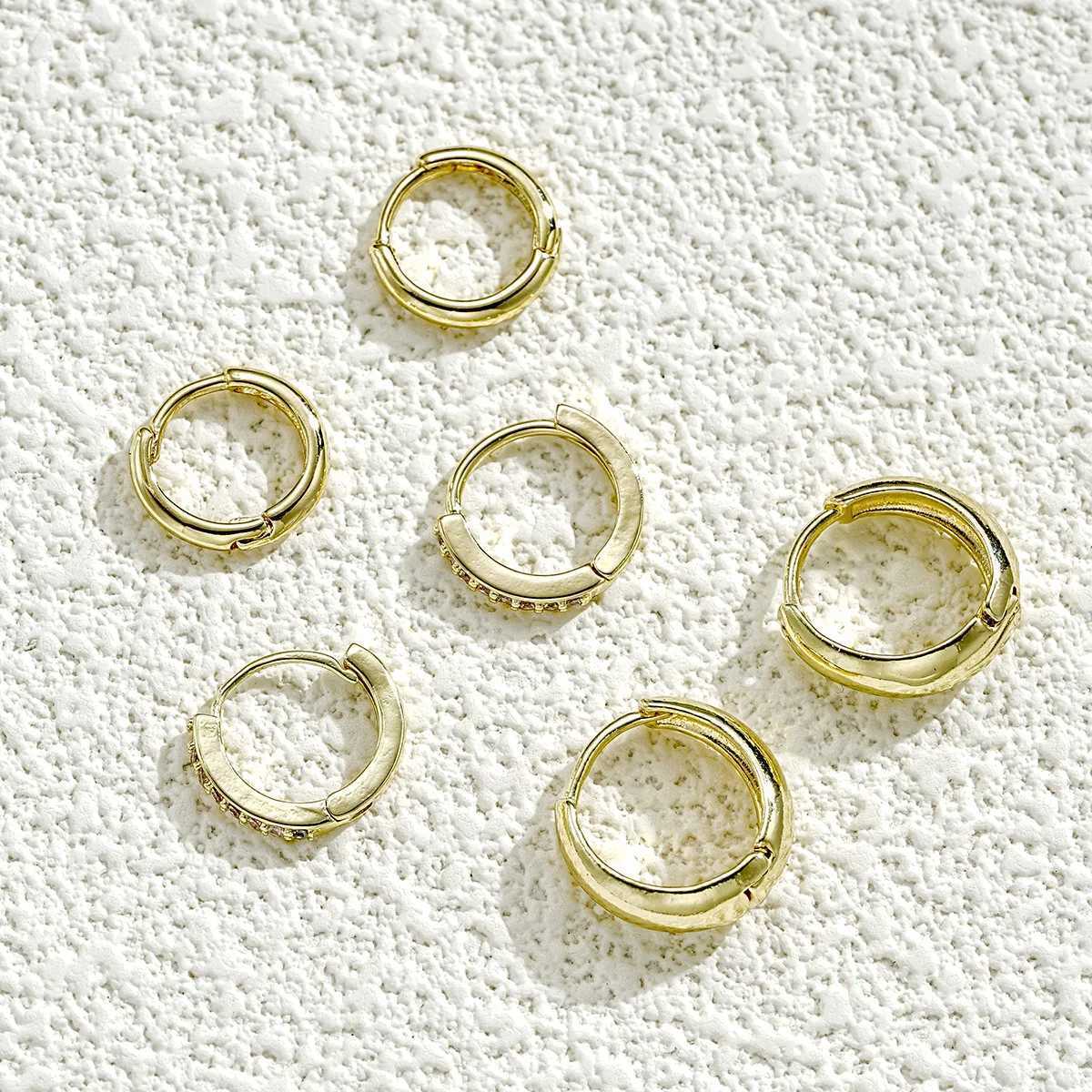 Stainless Steel Chunky Earrings for Women Fashion Round Crystal Zirconia Huggie Circle Hoop Earring Prevent Allergy Jewelry H260202