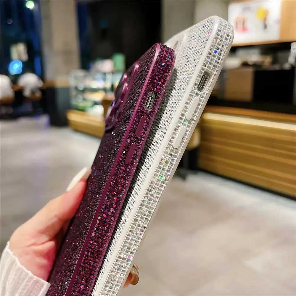 Luxury Hight End Black Bling Glitter Noble Case For iPhone 15 14 13 12 Pro Max 11 Lens Film Protection Soft TPU Shockproof Cover C251209