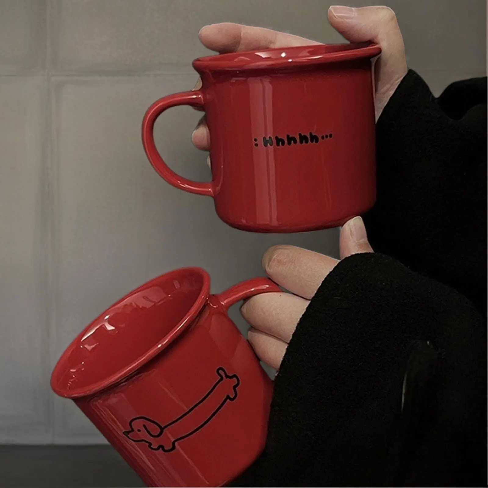 Ceramic Dachshund g Coffee Tea Milk Cups Cute Puppy Cup Fashion Handheld Water Drinking Cup Great Present for Lovers Friends H251209