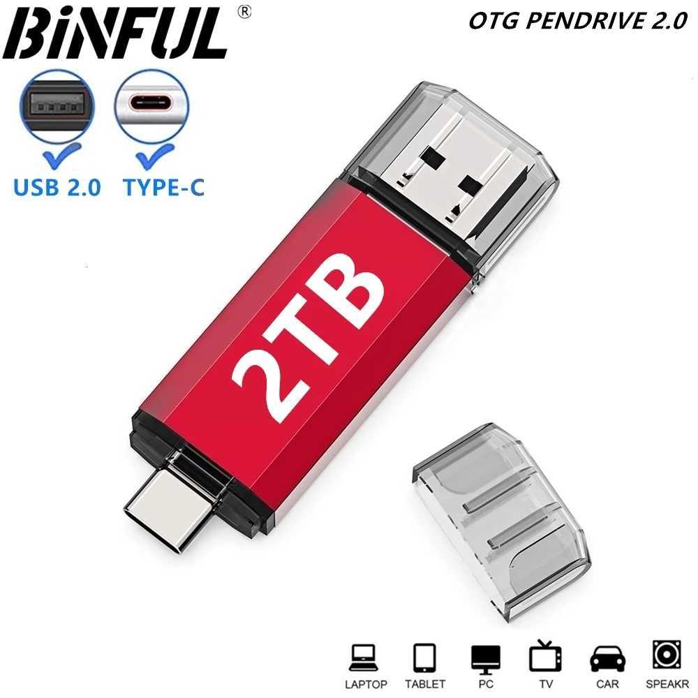 BINF 2NI1 TYPE-C USB 20 Flash Drive 2TB 1TB 512GB High speed Pen drive with key chain Memory stick Business gift U d C251209
