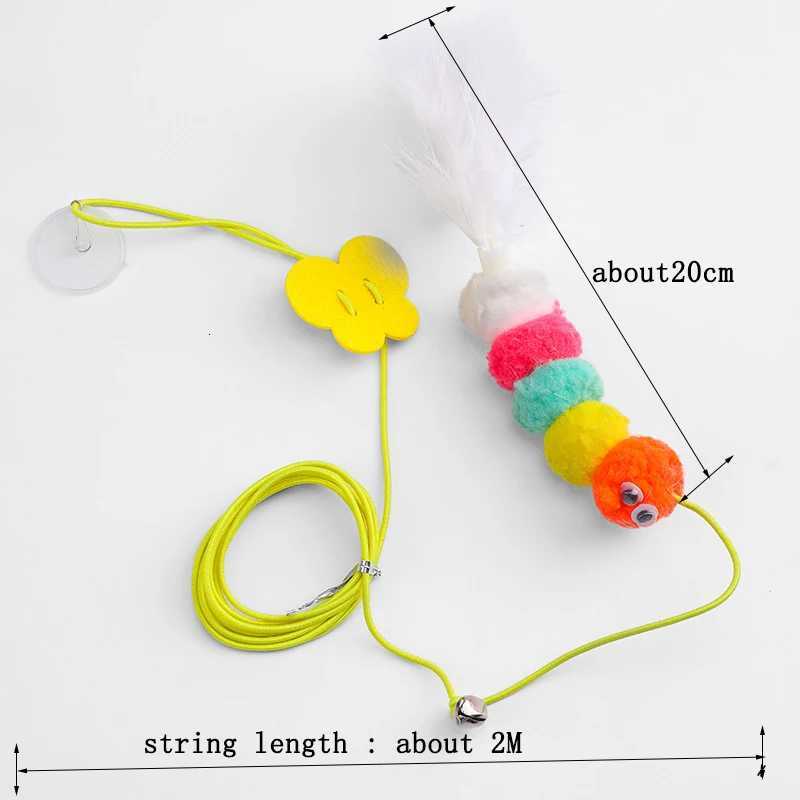 Cute Pet Cat Toys Funny Stick Kitten Self -hi Elastic Rope Dragonfly Shape Feather Bell Teasing Stick Hanging Swing Thousands M251209