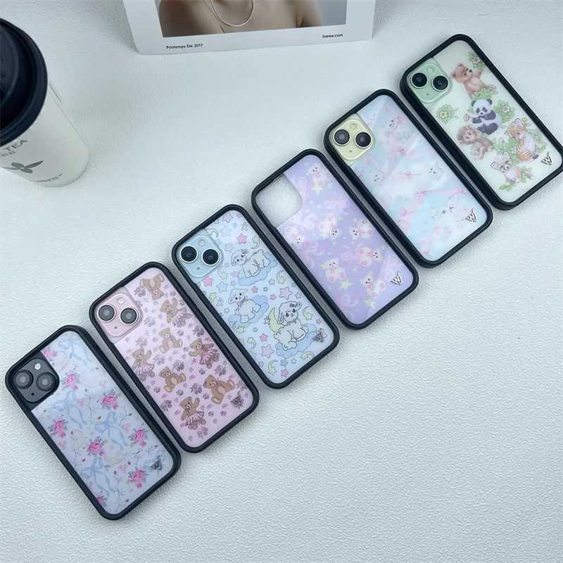 Wildflower Cute cartoon for iPhone 13 15 Panda Bear Kitten WF 14 16 plus 17 Pro Max Flower Ribbon Pigeon bow phone case C251209