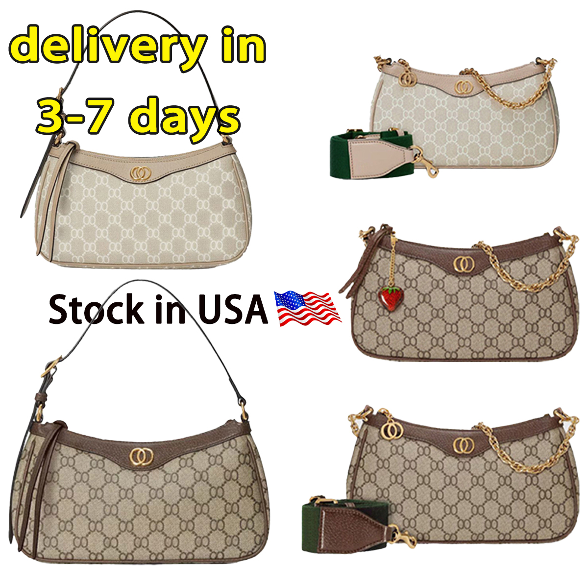 Designer Bag Shoulder Bags Fahsion Women Classic Handbag Luxury Ladies Designer Bag Lady Purse Brown Wallet Letter with Strawberry