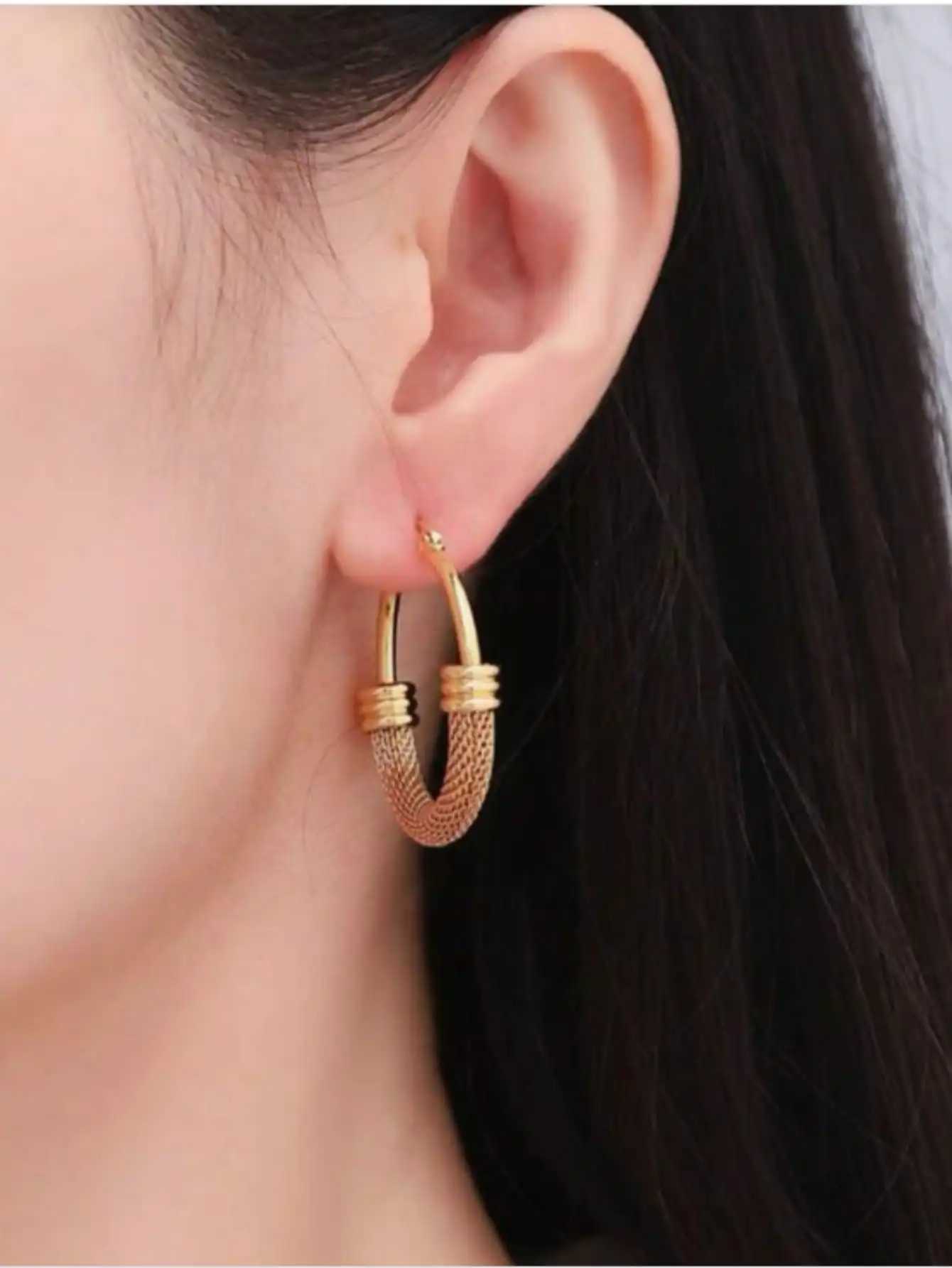 18K Gold for Unique Large Hoops Earring Thick Hoop Chunky Earrings For Women Elegant Gifts K251209 H260202
