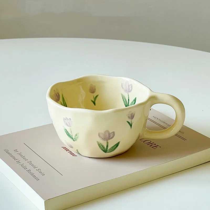 Hand Pinched Irregar Flower Ceramic gs Coffee Cups Milk Tea Cup Ins Korean Style Oatmeal Breakfast g Drinkware Kitchen cup H251209