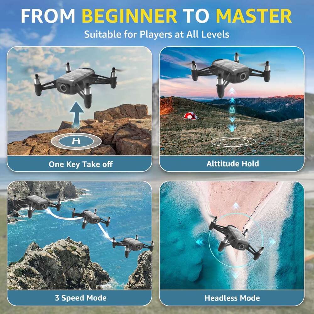 DJI TELLO H819 Mini Camouflage HD 1080P Camera Drone Intelligent Following, Palm Control, Headless Mode, Trajectory Flight, With 2 Batteries For Boys 