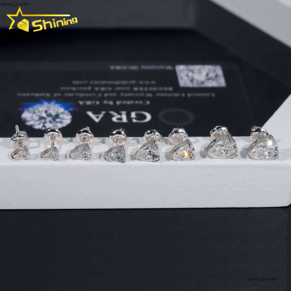 Wholesale Price Premium Jewelry for Women 925 Silver Pear Cut Diaspore VVS Moissanite Stud Earrings GRA Certified