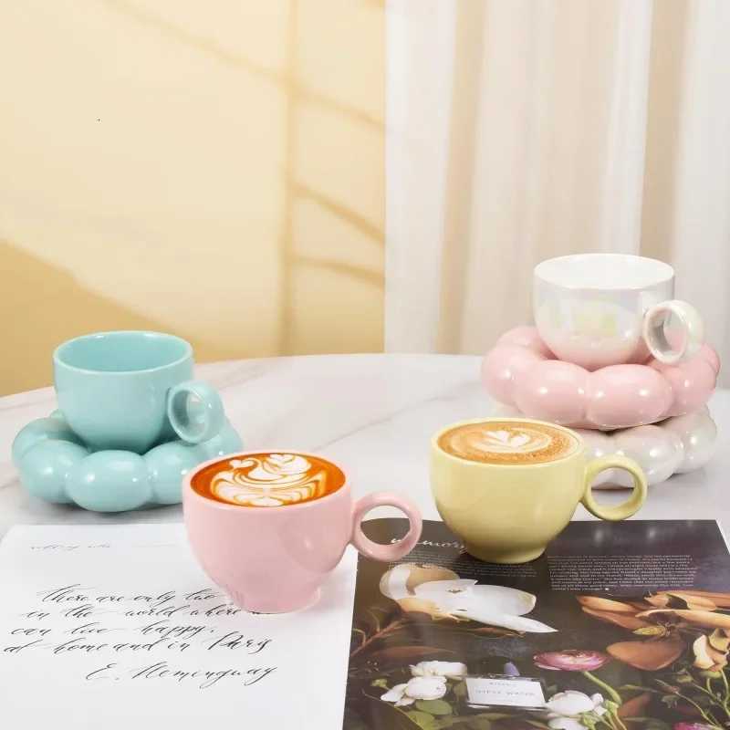 Ceramic Cloud Coffee g Sets Creative Flowers Saucer g Exquisite Off Afternoon Tea Cups Kitchen Drinkware He Accessories H251209