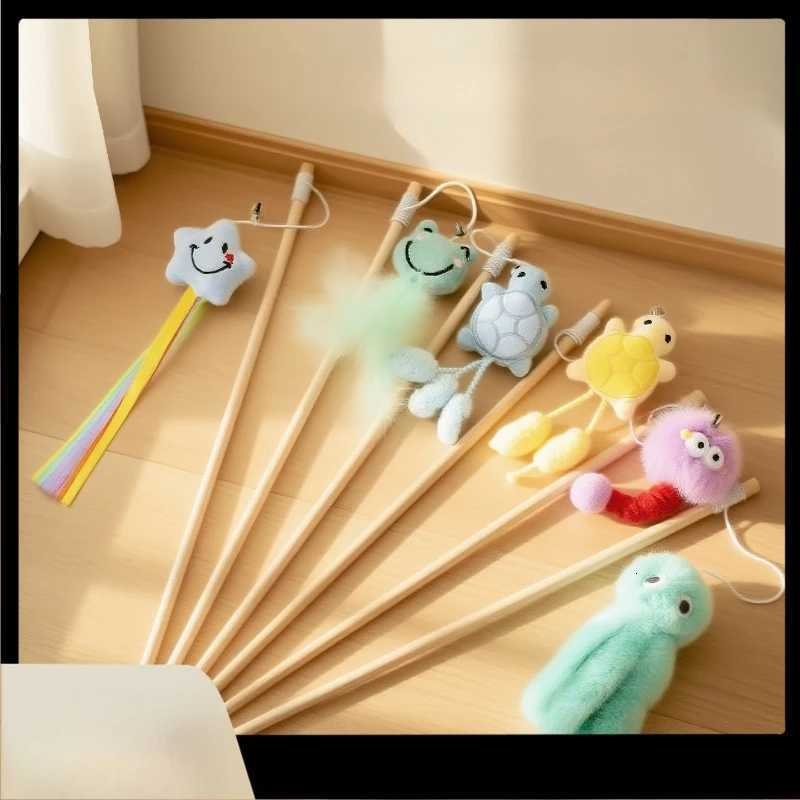 Cat toy wooden pole cat teasing stick self fun cat teasing artifact kitten bell cute fun durable scratch resistant biteresistant M251209