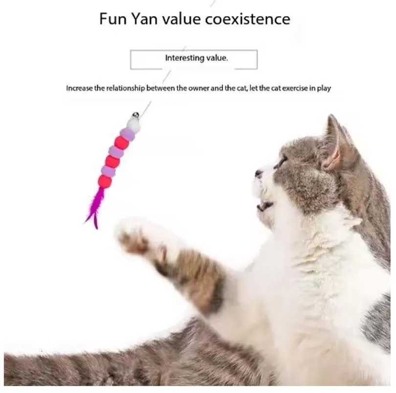 Funny Kitten Cat Teaser Interactive Toy Rod with Bell and Feather Toys for Cats Teaser Interactive Toy Rod Pet Cats Toys Stick M251209