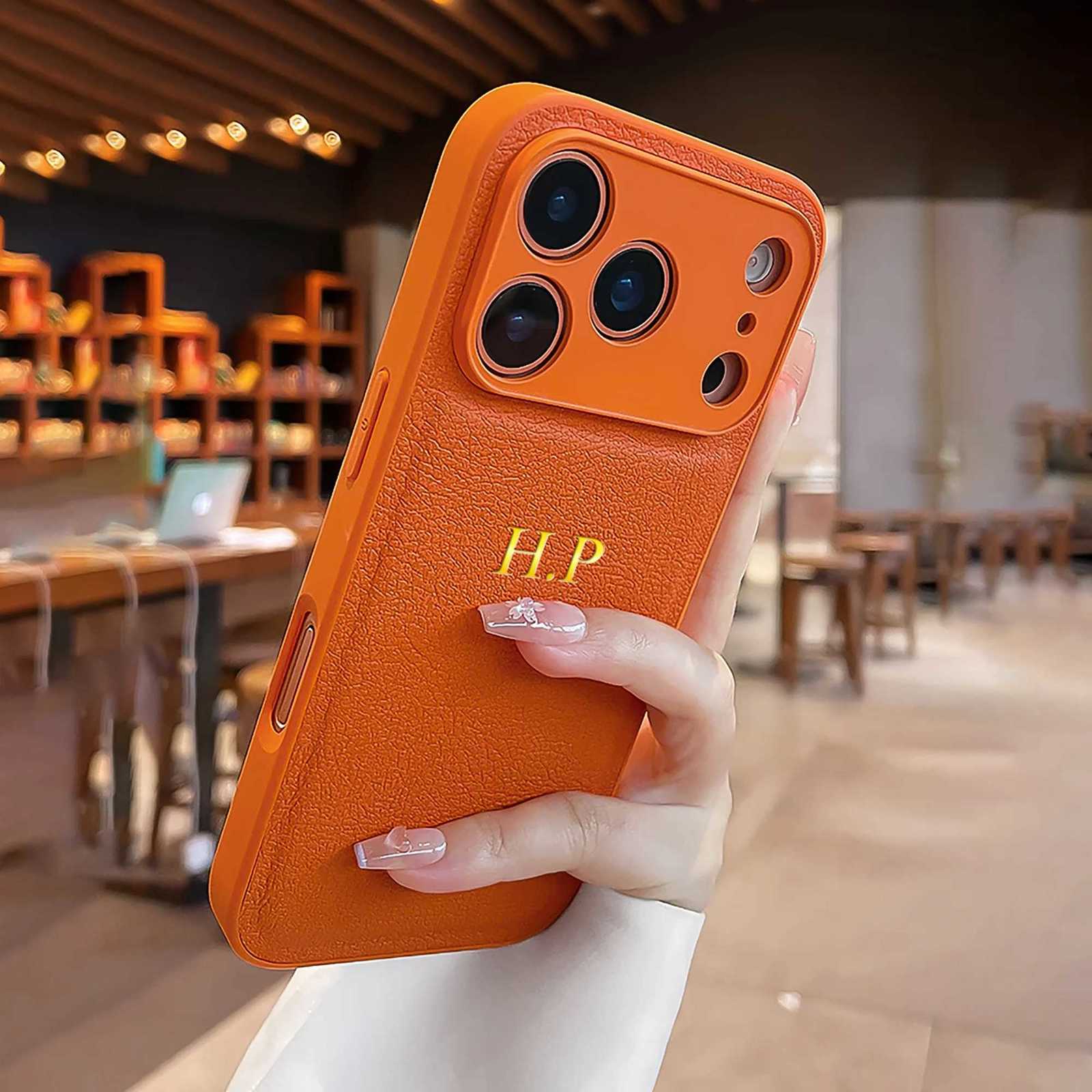 luxury Personali Custi Name Phone Case For iPhone 17 16 15 14 13 Pro Max Plus Air Gold 3D Hot Foil Stamping Faux Leather Cover C251209