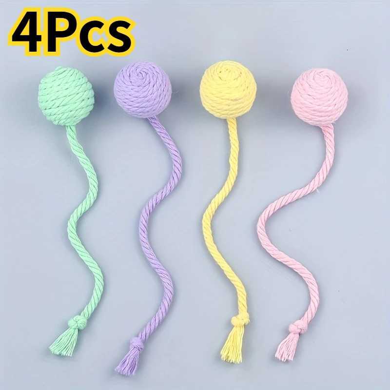 4Pcs/set Colorful Cotton Rope Ball Cat Toys Interactive Pet Toy for Cats Kittens M251209