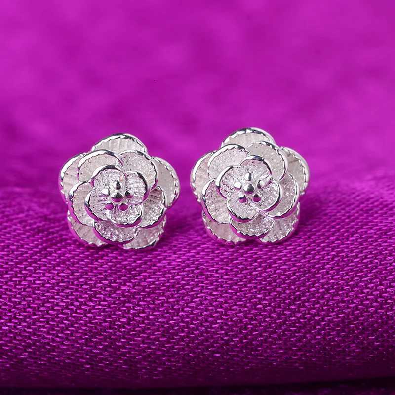 luxury Hot 925 Sterling Silver Pretty rose Flower stud Earrings for Women Fashion classic party wedding Jewelry Holiday gifts K251209 H260129