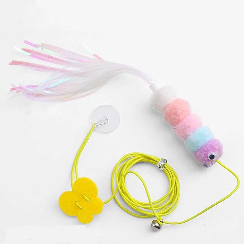 Interactive Cat Toys Funny Stick Kitten Self -hi Elastic Rope Dragonfly Shape Feather Bell Hanging Door Teasing Kitten Toy M251209