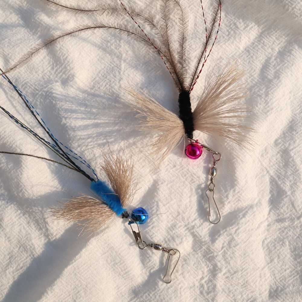 2pcs Blue Simulation Insect Cat Teaser Stick for Change Heads Cat Toys Tassel Pet Toy Supplies M251209