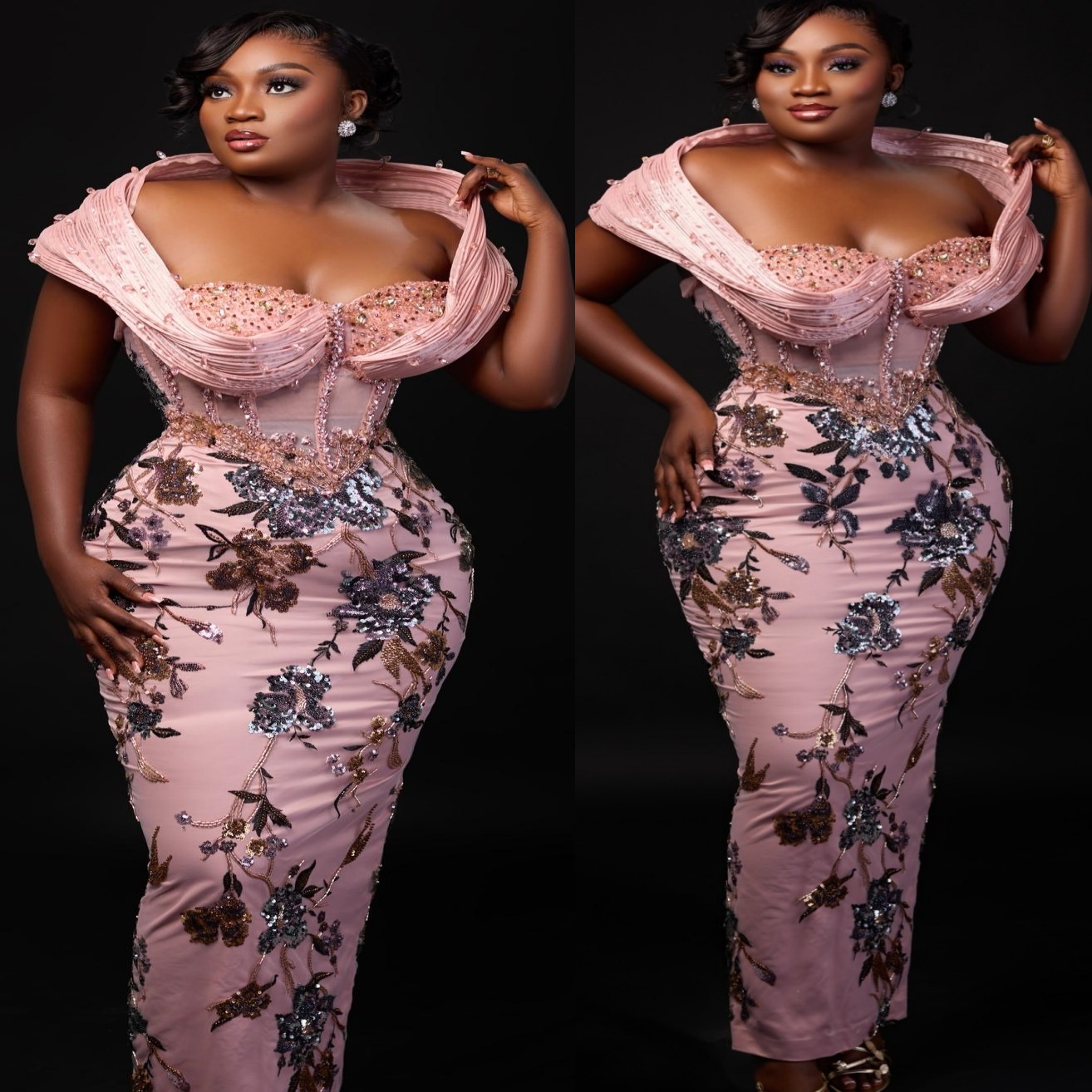 Aso Ebi Pink Sheath Prom Dresses 2026 Beaded Crystals Floral Lace Evening Formal Party Second Birthday Engagement Gowns Plus Size Dress For Special Oc