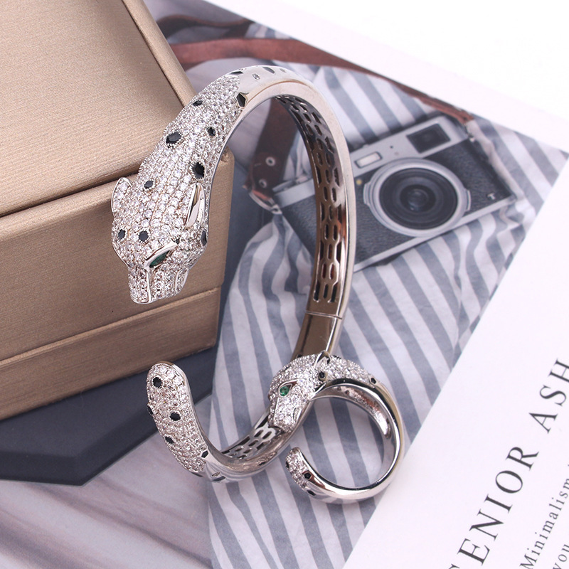 European and American Style Cross-Border New Fashion Leopard Bracelet Micro-Inlaid Resin Leopard Ring Bracelet Set for Women Wholesale