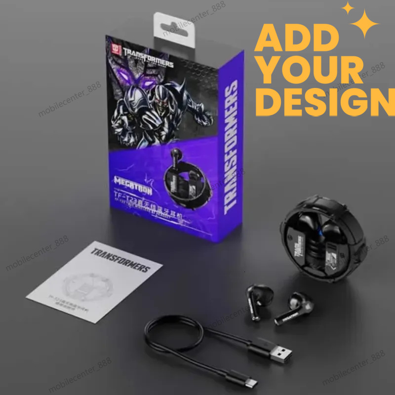custom TRANSFORMERS TWS Wireless Earphones HiFi Stereo Sound Music Game Earbuds Dual Mode Low Latency HD Call Headphones TF-T23