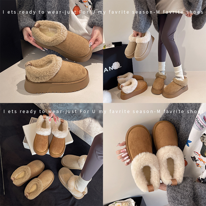 Hot free shipping designer boots for womens snow boots brown khaki beige New fashionable and versatile thick and warm snow boots with thick soles
