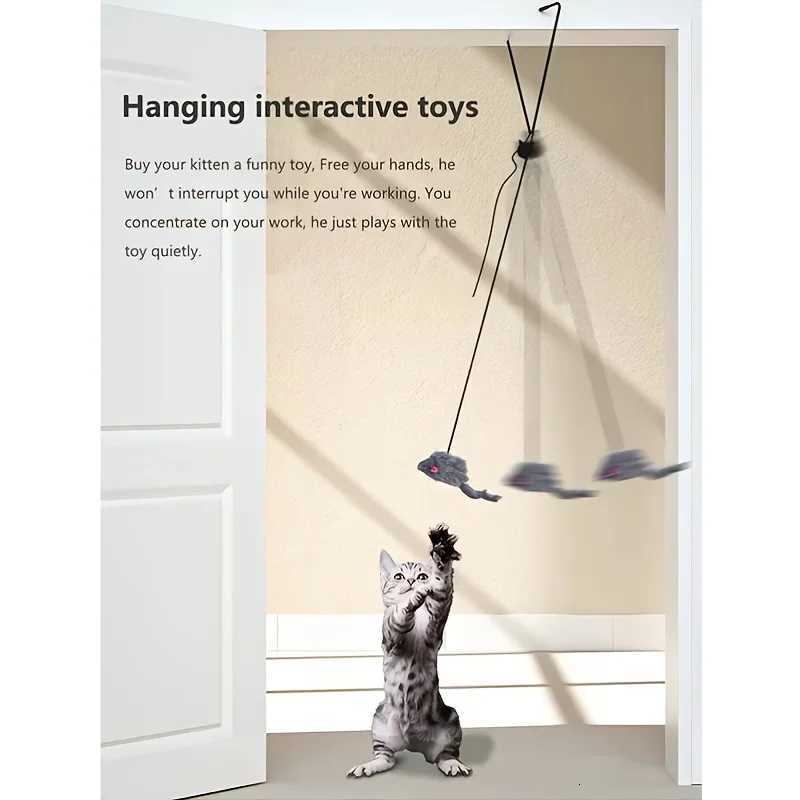 Interactive Door Hanging Cat Toy with Black Mouse Teaser - Entertain and Exercise Your Cat Toy for Indoor Cats Play Supplies M251209
