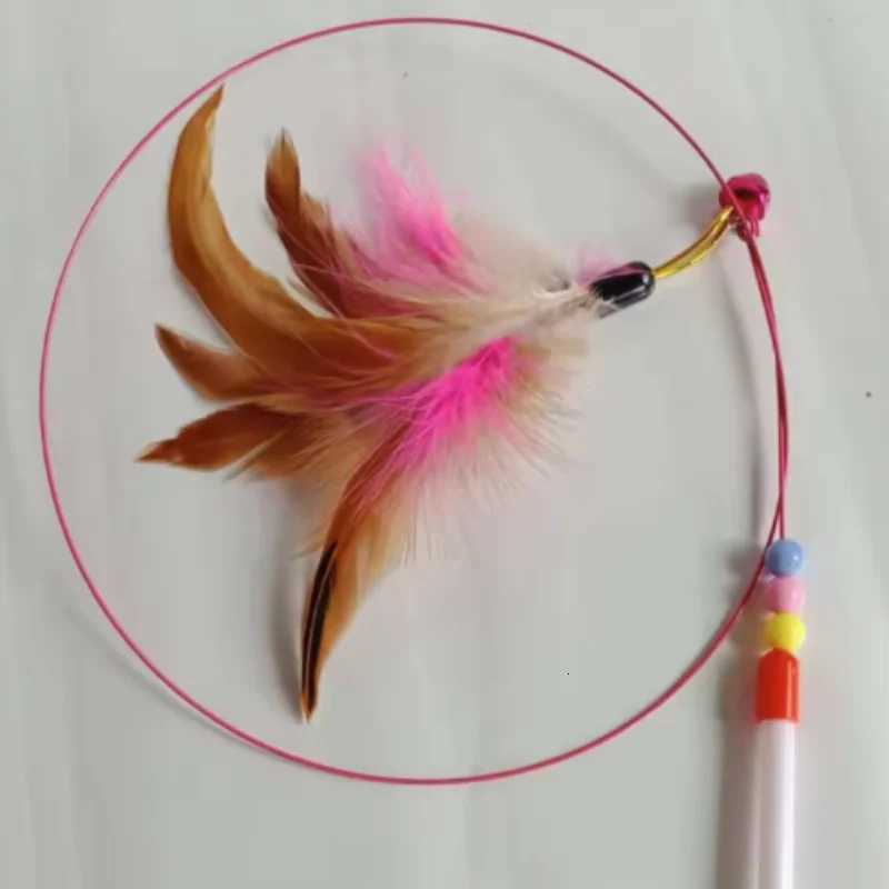 Hot Sale Steel Wire Teasing Cat Stick New Butterfly Colorful Turkey Feathers Fish Cute Bell Playing Toys Supplies M251209